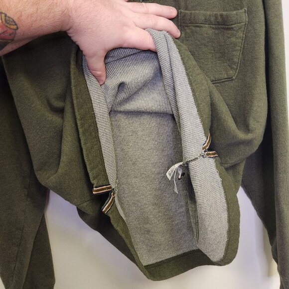 Eddie Bauer Sport Shop Green Pullover Sweatshirt L, Button Neck Long Sleeve - Picture 5 of 8